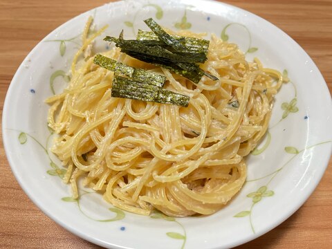 フライパンで簡単にできる明太クリームパスタ